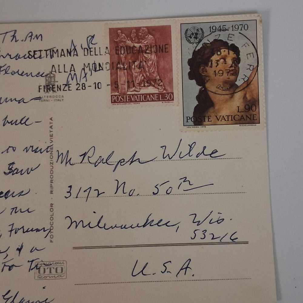 1970 Villa d'Este Tivoli Italy Postcard w/ Vatican Stamps VTG Travel Ephemera - Picture 4 of 7
